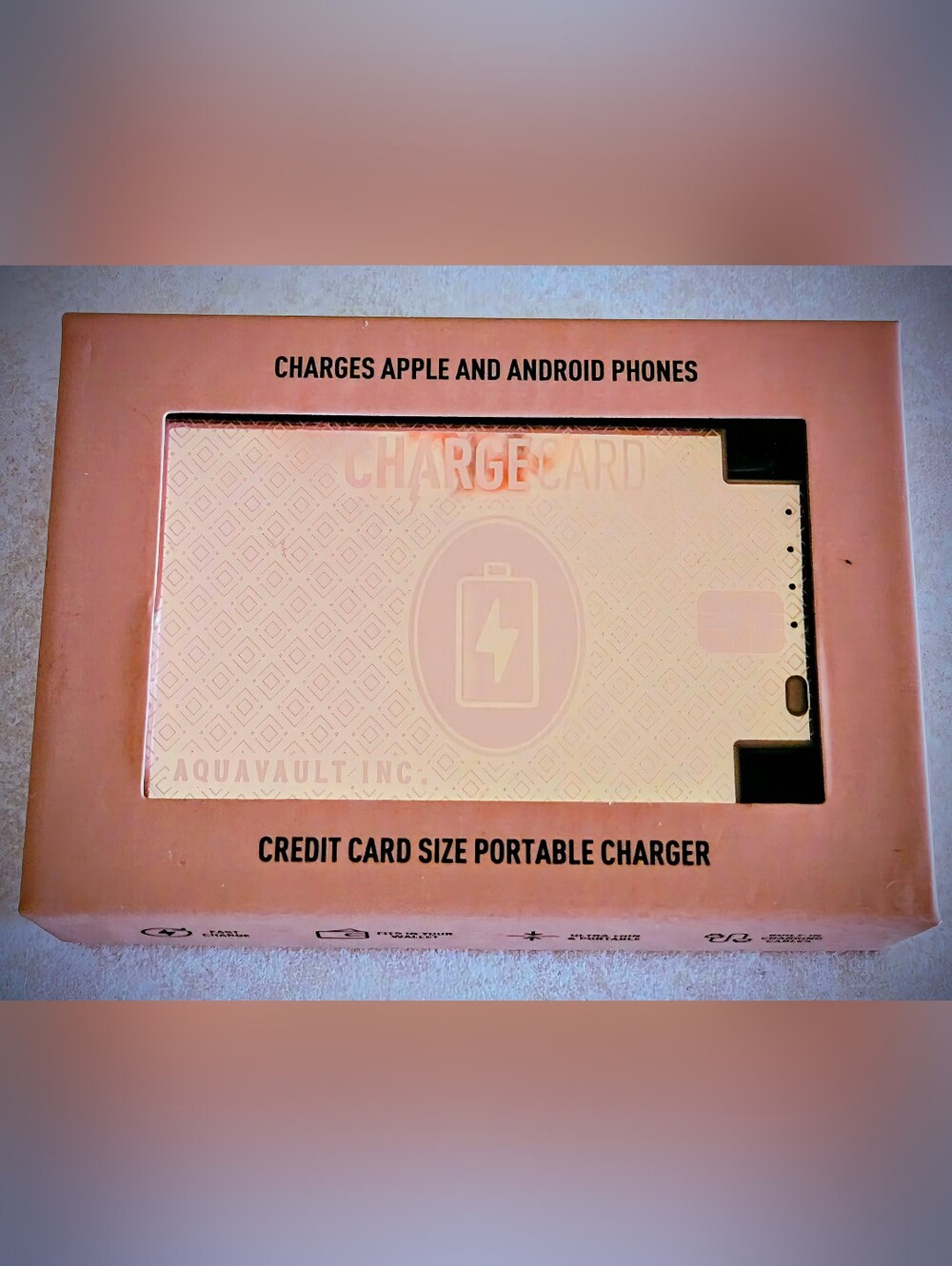 Aquavault Credit Card Size Portable Charger in Rose Gold